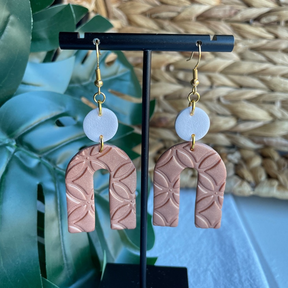 Handmade Polymer Clay Arch Dangly Earrings